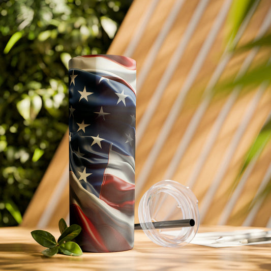 USA Skinny Tumbler with Straw, 20oz