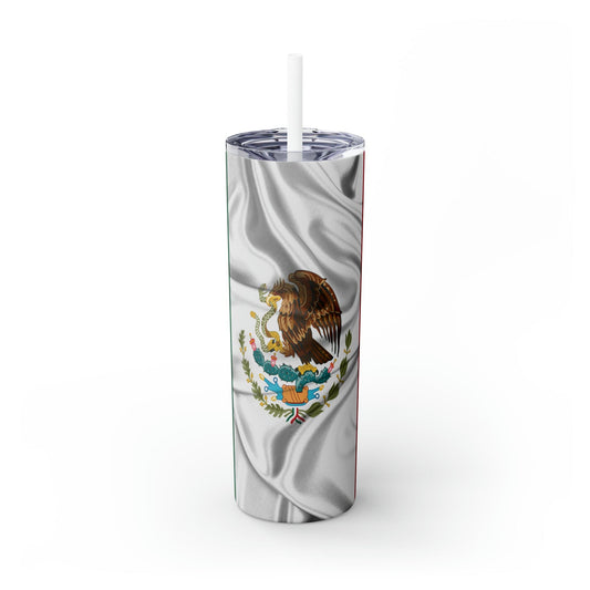 Mexican Flag Skinny Tumbler with Straw, 20oz
