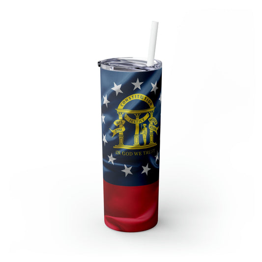 Georgia State Flag Skinny Tumbler with Straw, 20oz