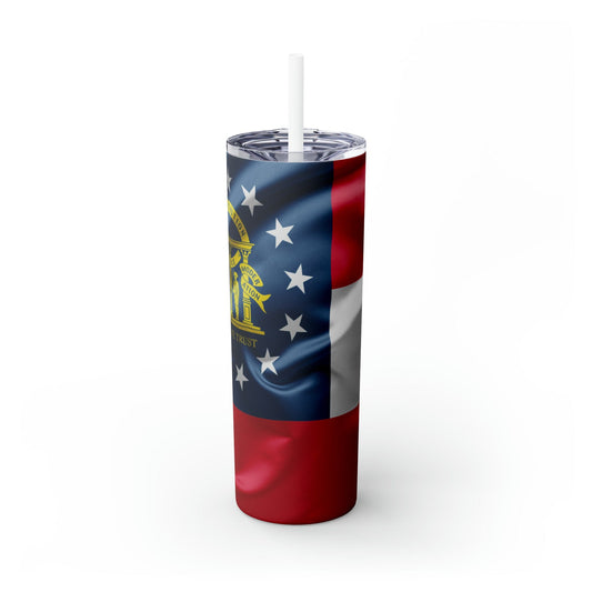 Georgia State Flag Skinny Tumbler with Straw, 20oz