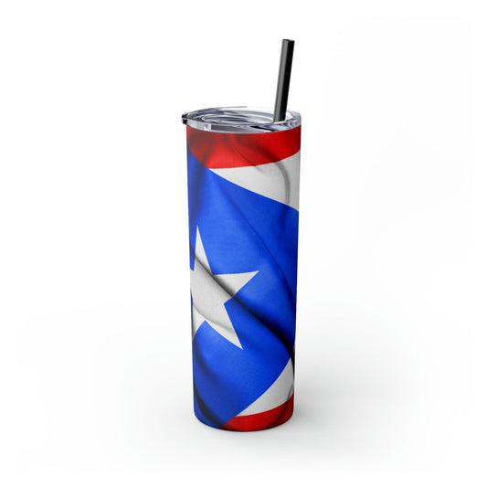 Puerto Rico Flag Skinny Tumbler with Straw, 20oz